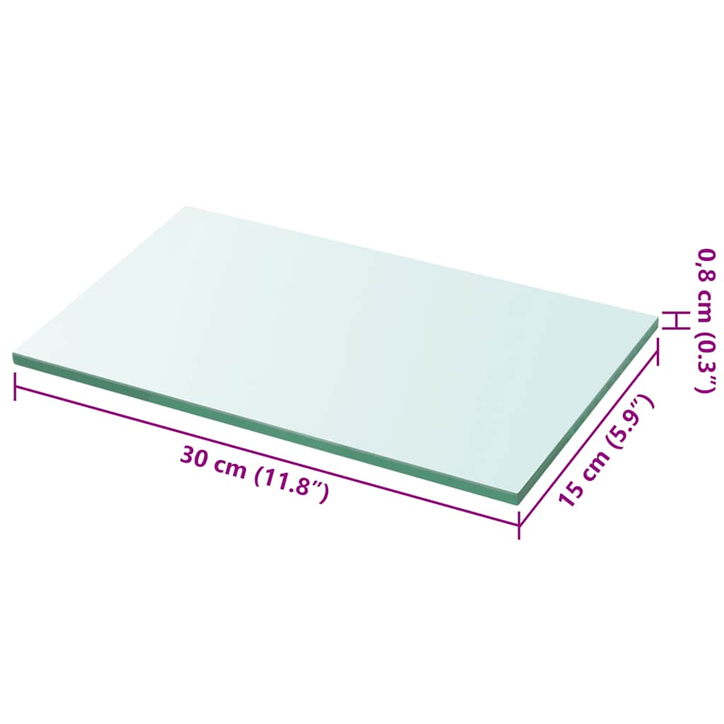 Hyllepanel klart glass 30x15 cm