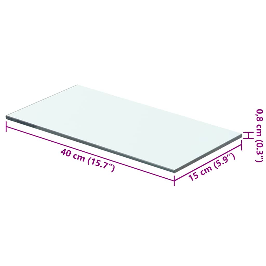Hyllepanel klart glass 40x15 cm