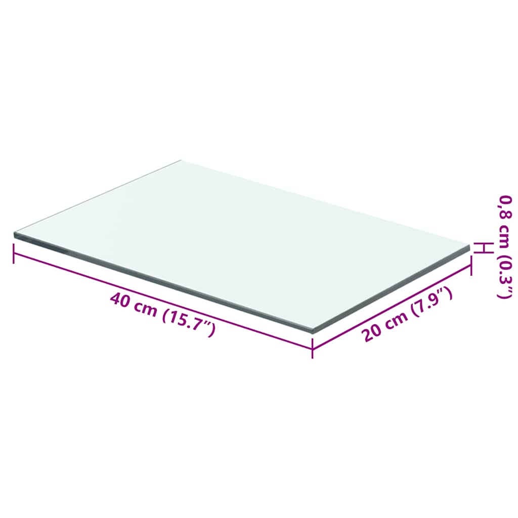 Hyllepanel klart glass 40x20 cm