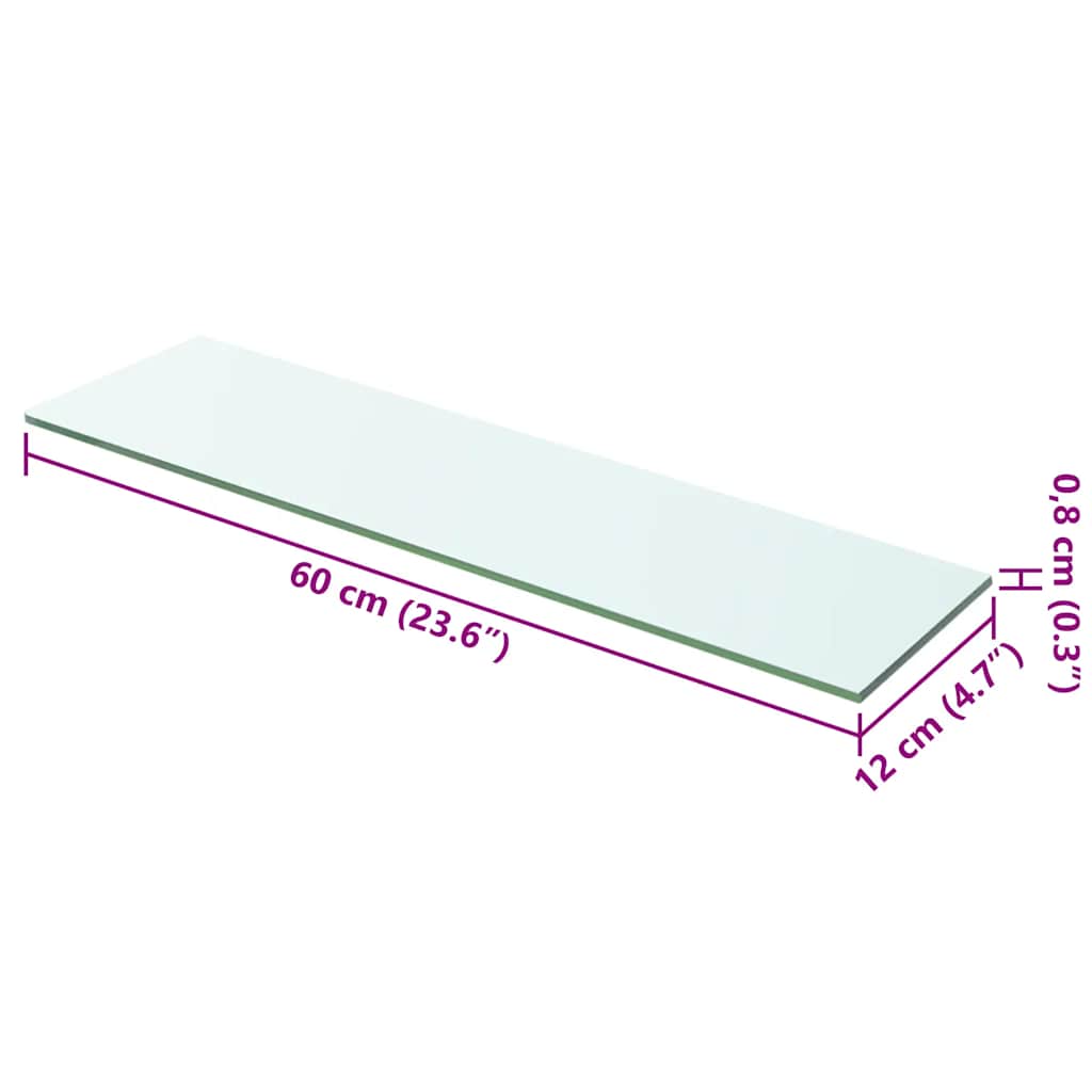 Hyllepanel klart glass 60x12 cm