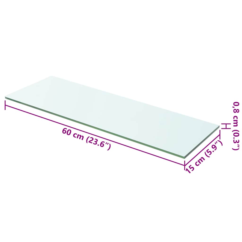 Hyllepanel klart glass 60x15 cm