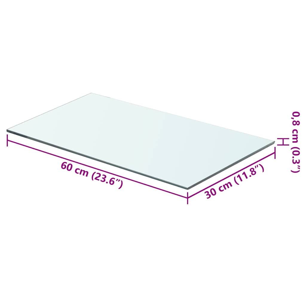 Hyllepanel klart glass 60x30 cm