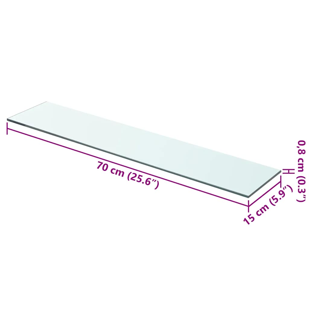 Hyllepanel klart glass 70x15 cm