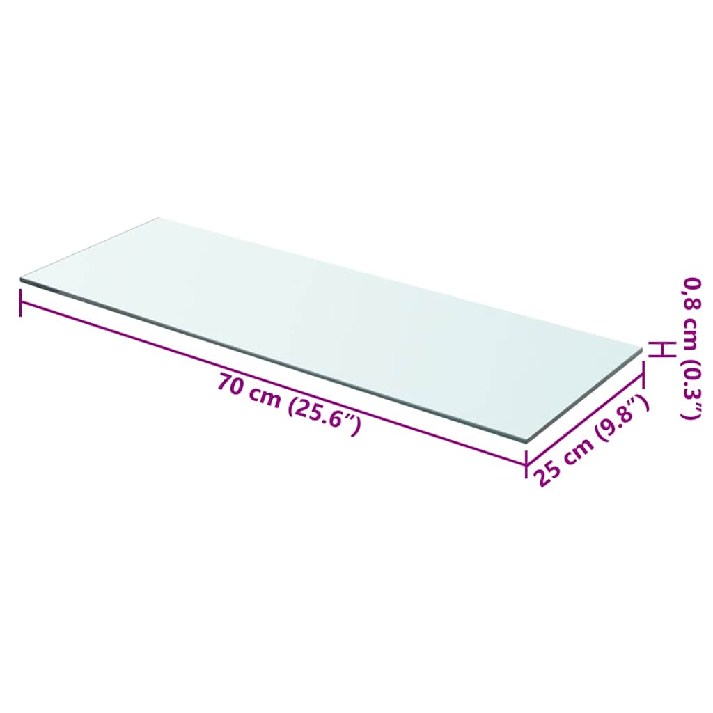 Hyllepanel klart glass 70x25 cm