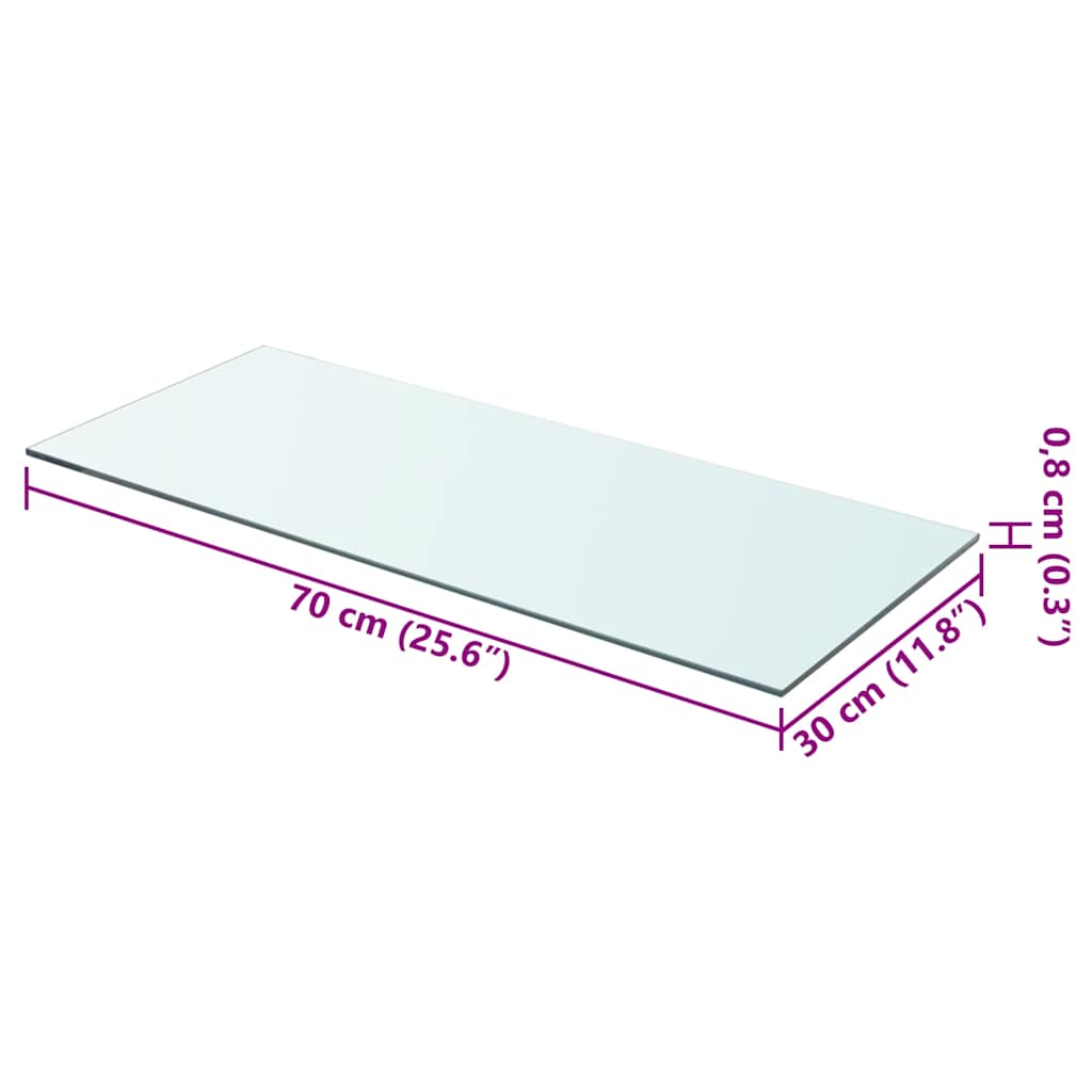 Hyllepanel klart glass 70x30 cm