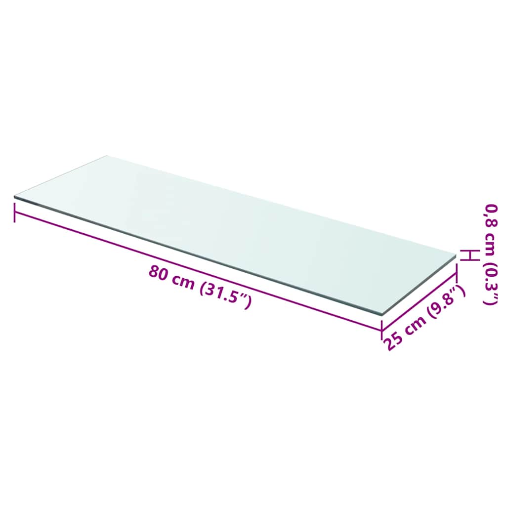 Hyllepanel klart glass 80x25 cm
