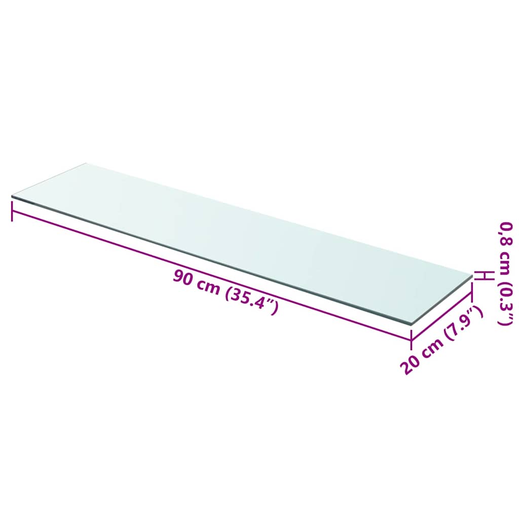Hyllepanel klart glass 90x20 cm