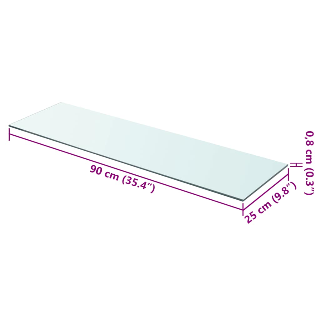 Hyllepanel klart glass 90x25 cm