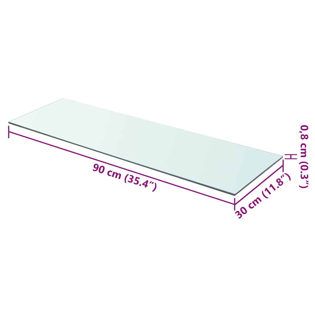 Hyllepanel klart glass 90x30 cm