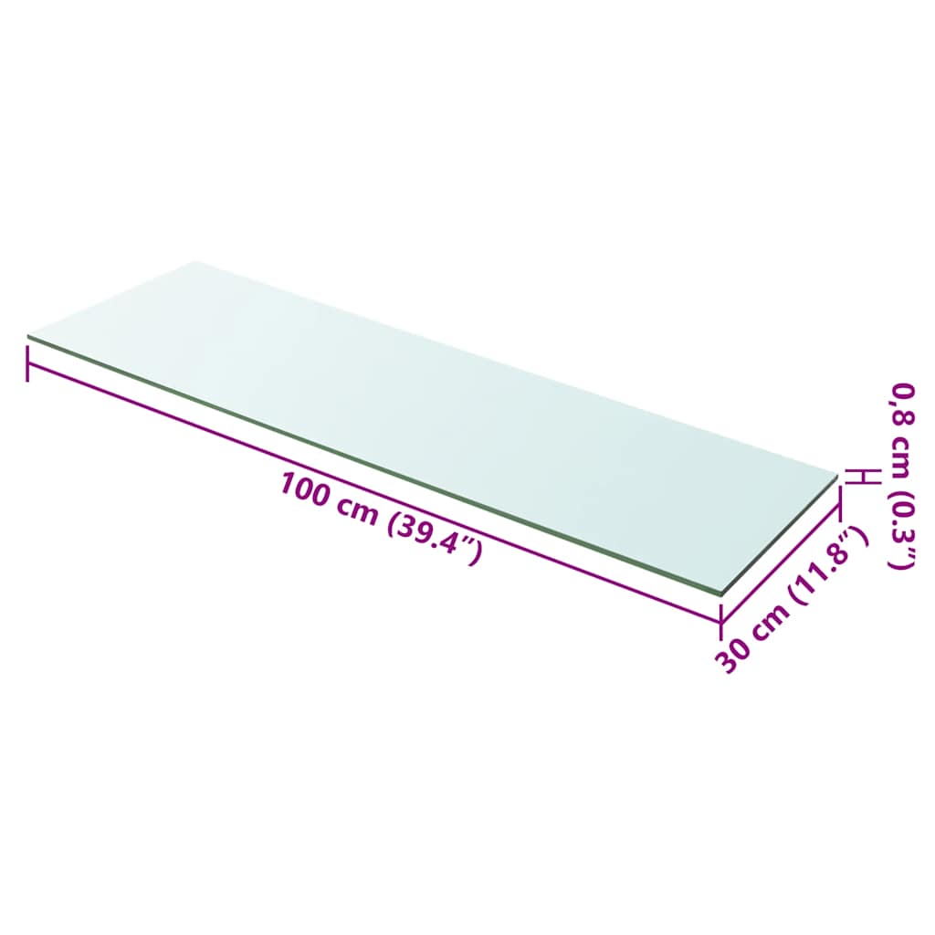 Hyllepanel klart glass 100x30 cm