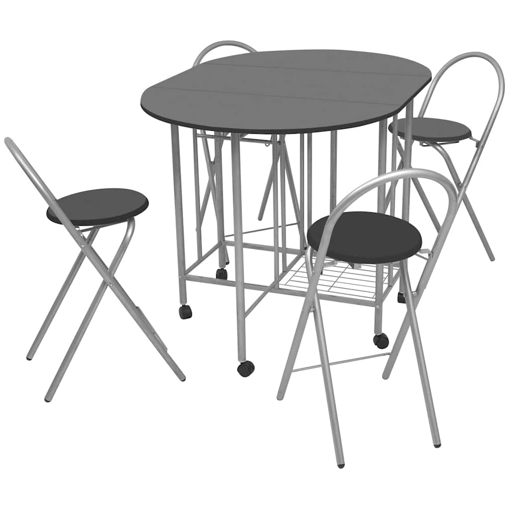 Sammenleggbart spisesett MDF svart