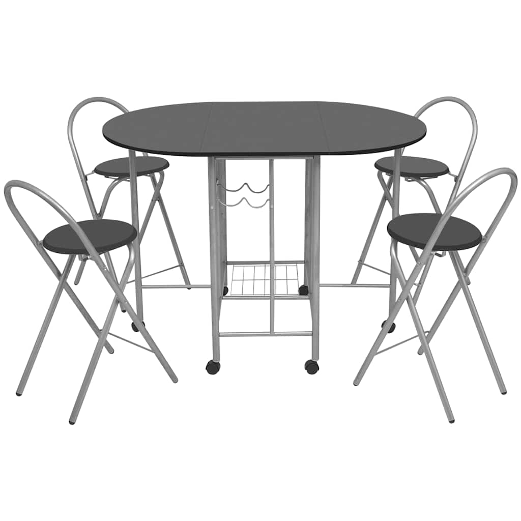 Sammenleggbart spisesett MDF svart