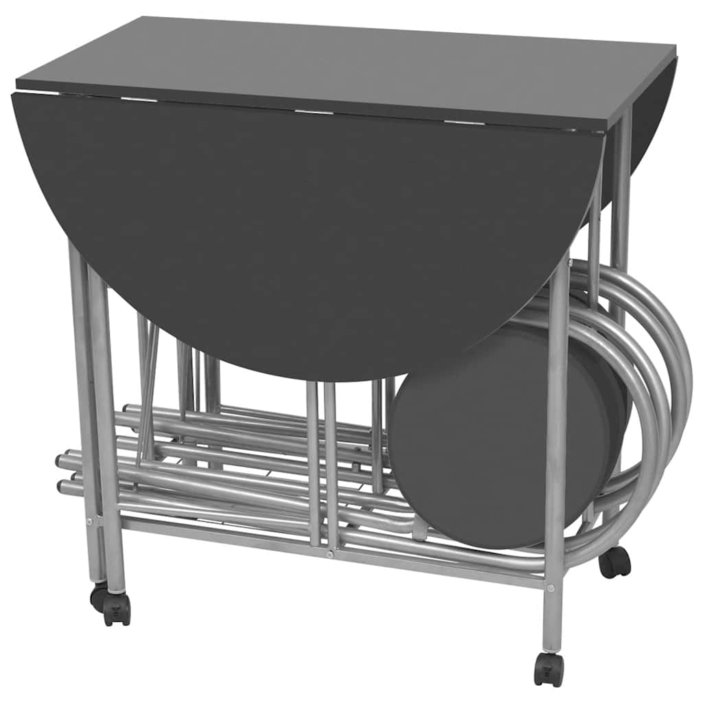Sammenleggbart spisesett MDF svart