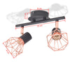 Taklampe med 2 spotlys E14 svart og kobber