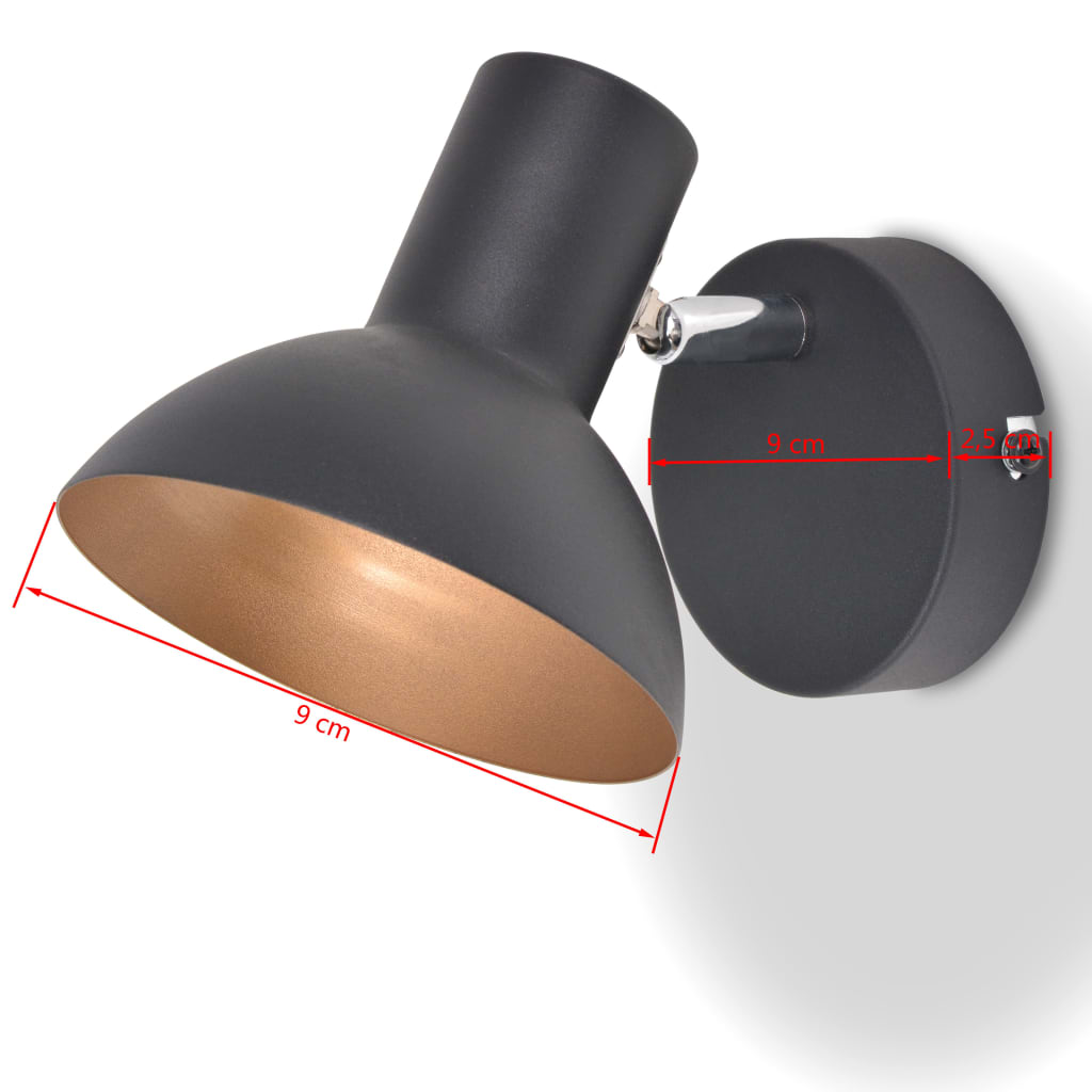 Vegglamper 2 stk for 2 pærer E27 svart og gull