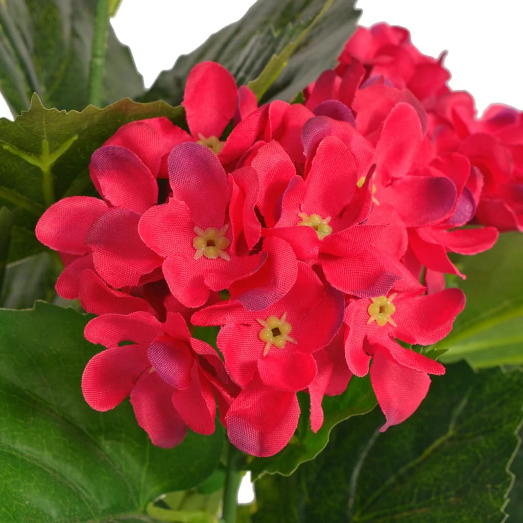Kunstig hortensia med potte 60 cm rød