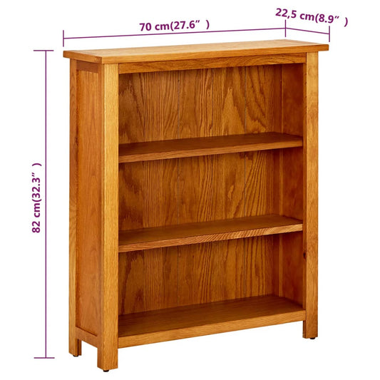 3-etasjers bokhylle 70x22,5x82 cm heltre eik