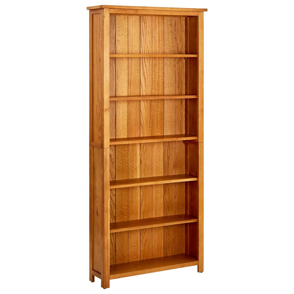 6-etasjers bokhylle 80x22,5x180 cm heltre eik