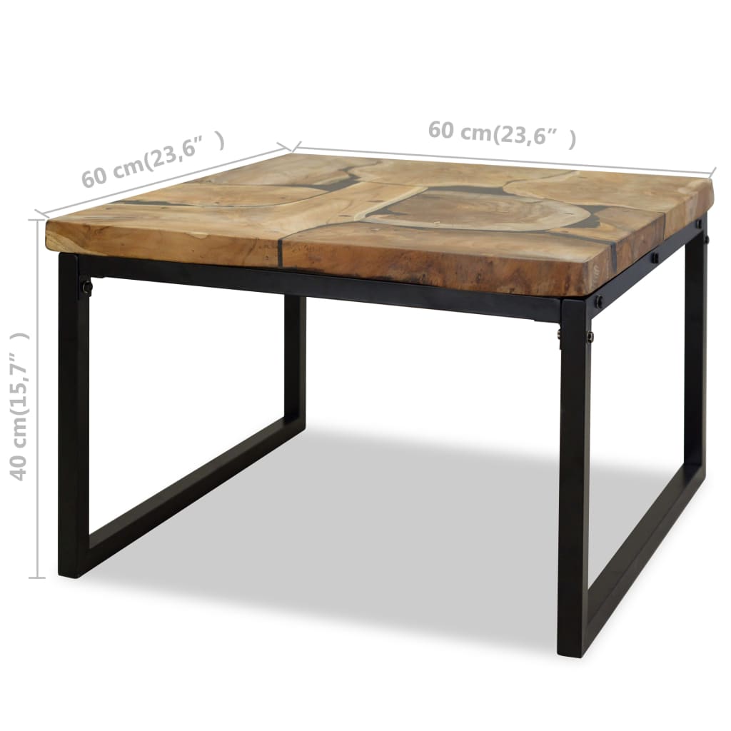 Salongbord teak harpiks 60x60x40 cm