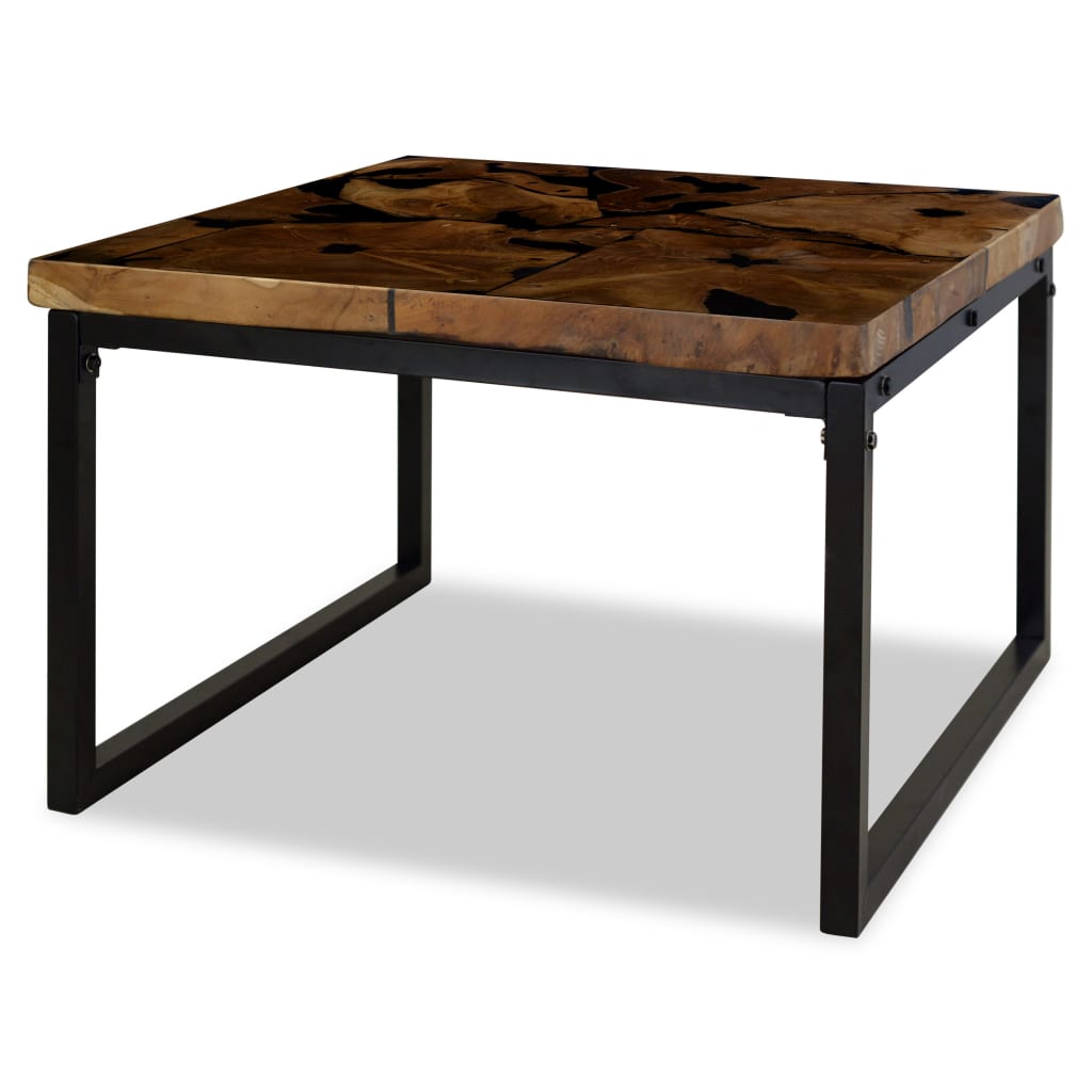 Salongbord teak harpiks 60x60x40 cm