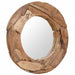 Dekorativt speil teak 80 cm rundt