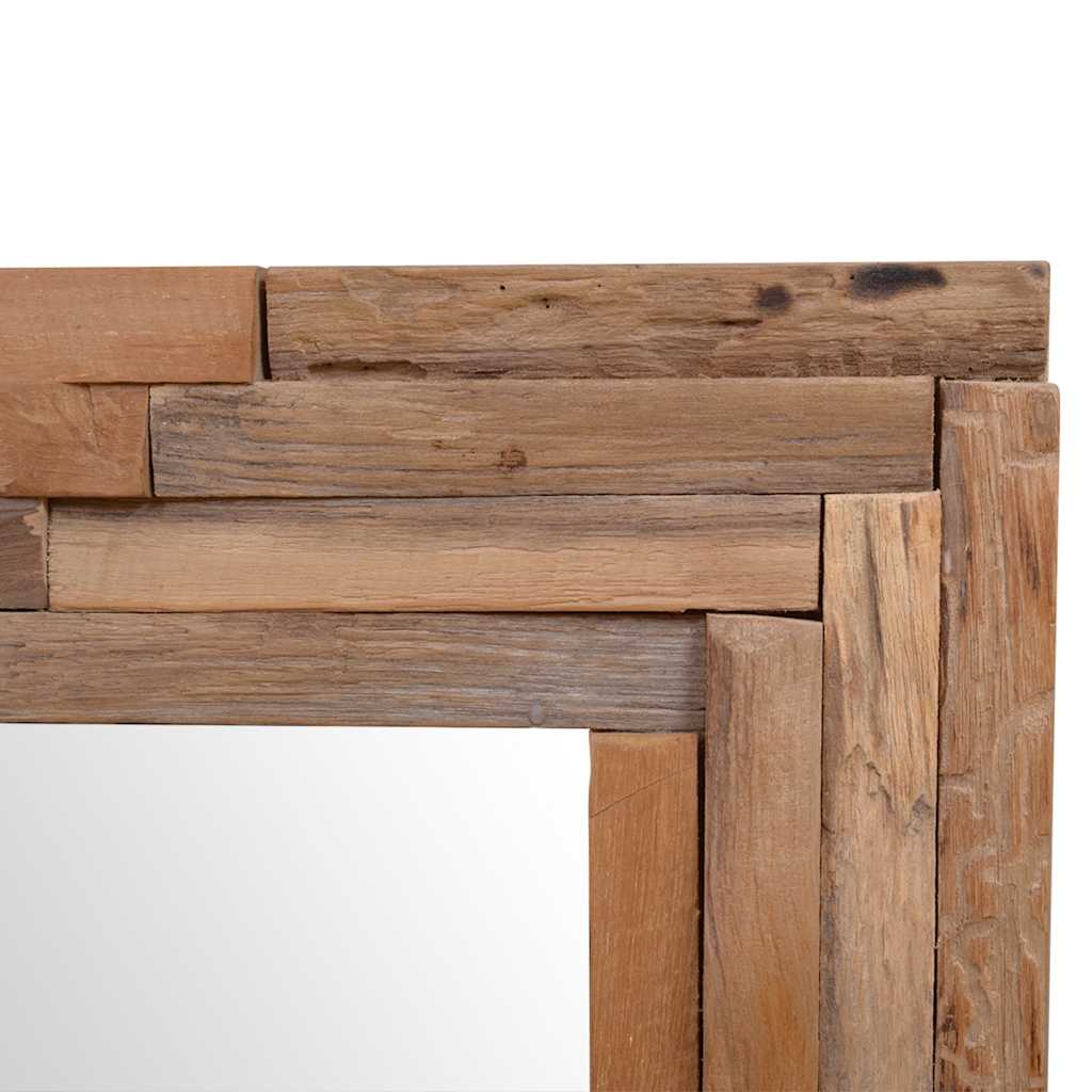 Dekorativt speil teak 60x60 cm kvadratisk