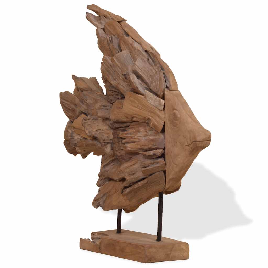 Fiskeskulptur teak 40x12x57 cm
