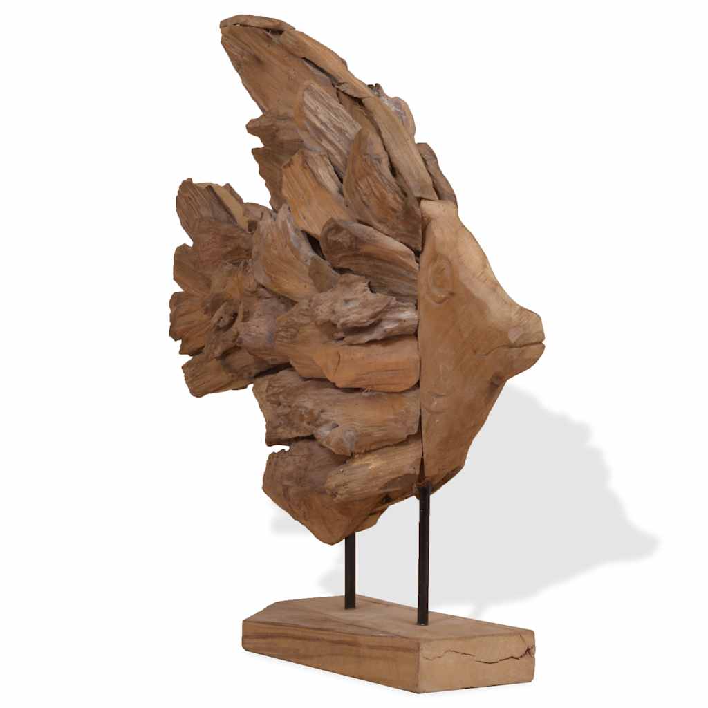 Fiskeskulptur teak 40x12x57 cm