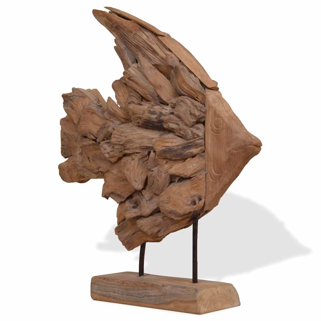 Fiskeskulptur teak 40x12x57 cm
