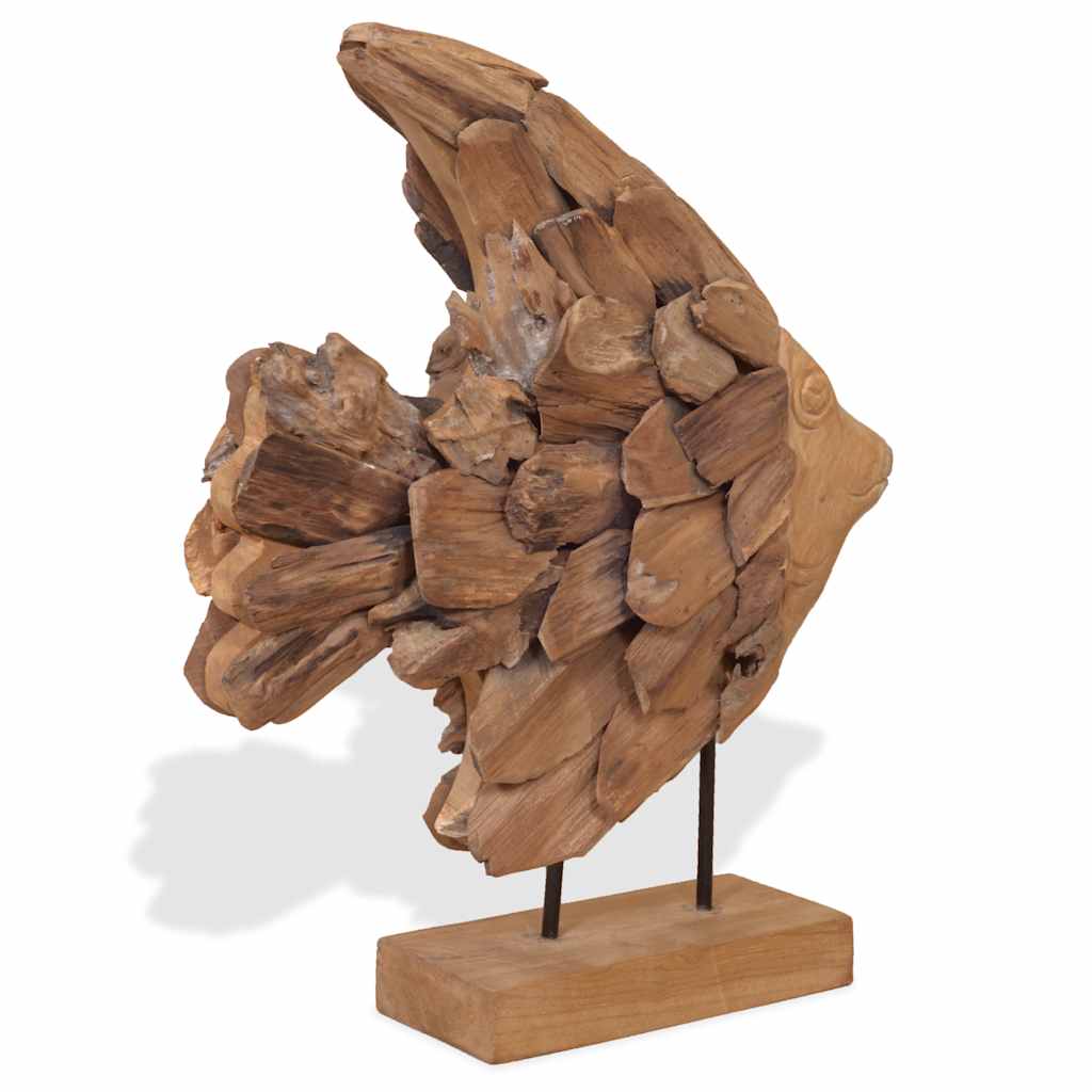 Fiskeskulptur teak 40x12x57 cm