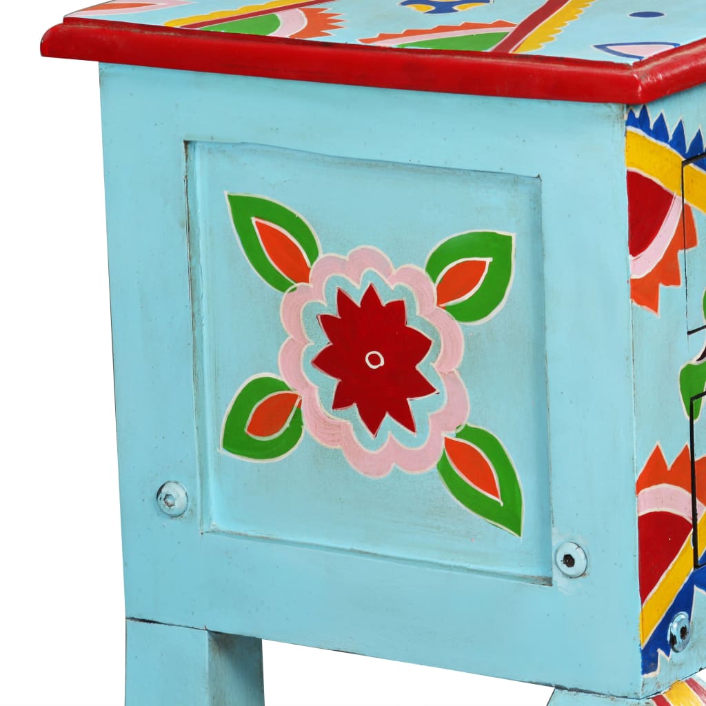 Konsollbord mango heltre blå håndmalt
