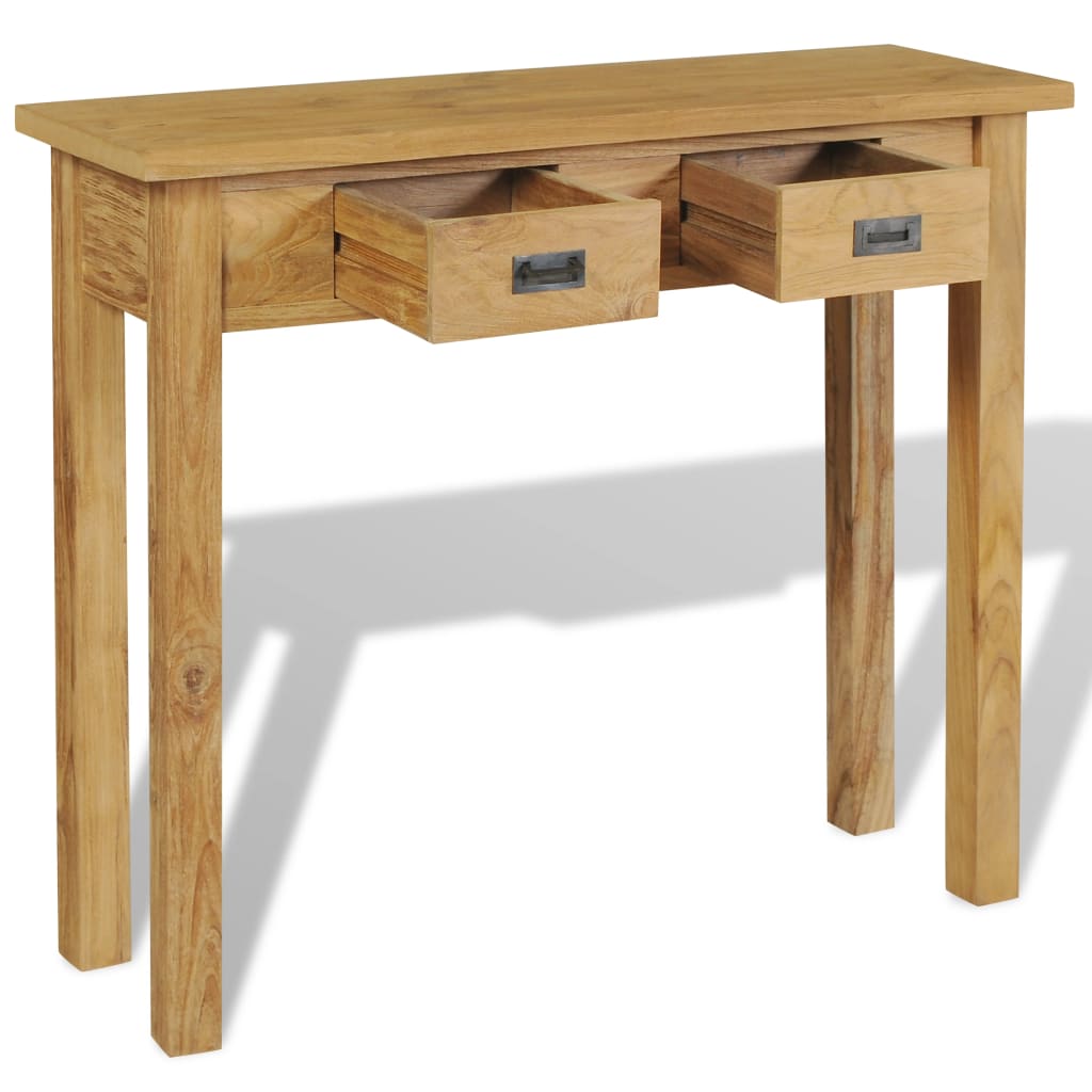 Konsollbord massiv teak 90x30x80 cm