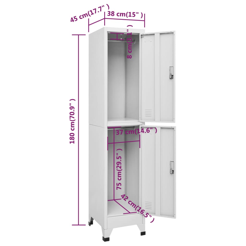Garderobeskap med 2 rom 38x45x180 cm