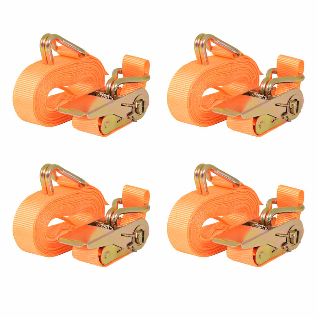 Jekkestropper med skralle 4 stk 0,4 tonn 6mx25mm oransje vidaXL
