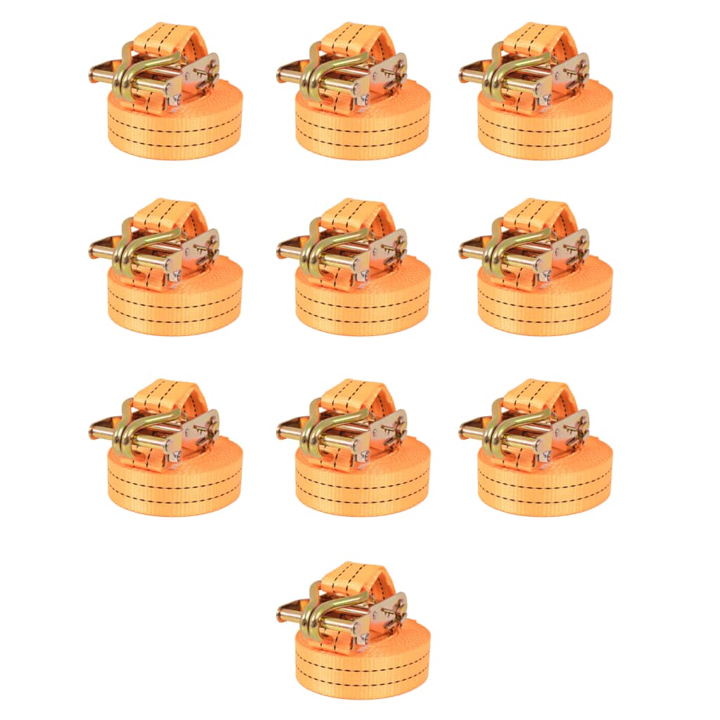 Jekkestropper med skralle 10 stk 1 tonn 6mx38mm oransje