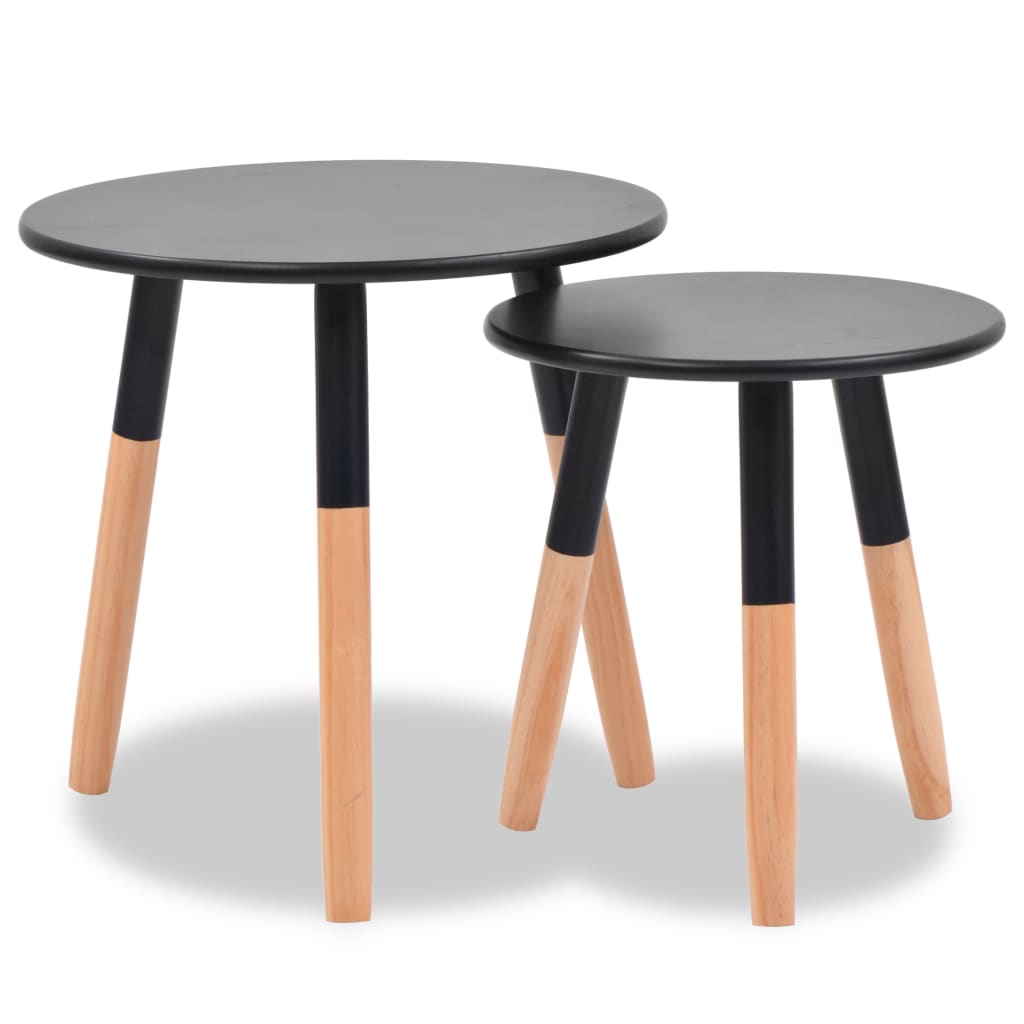 Sidebord sett 2 deler heltre furu svart
