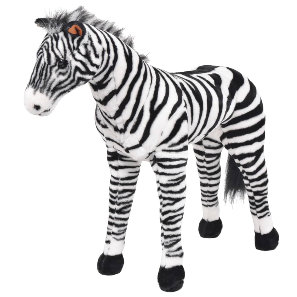 Stående lekezebra plysj svart og hvit XXL