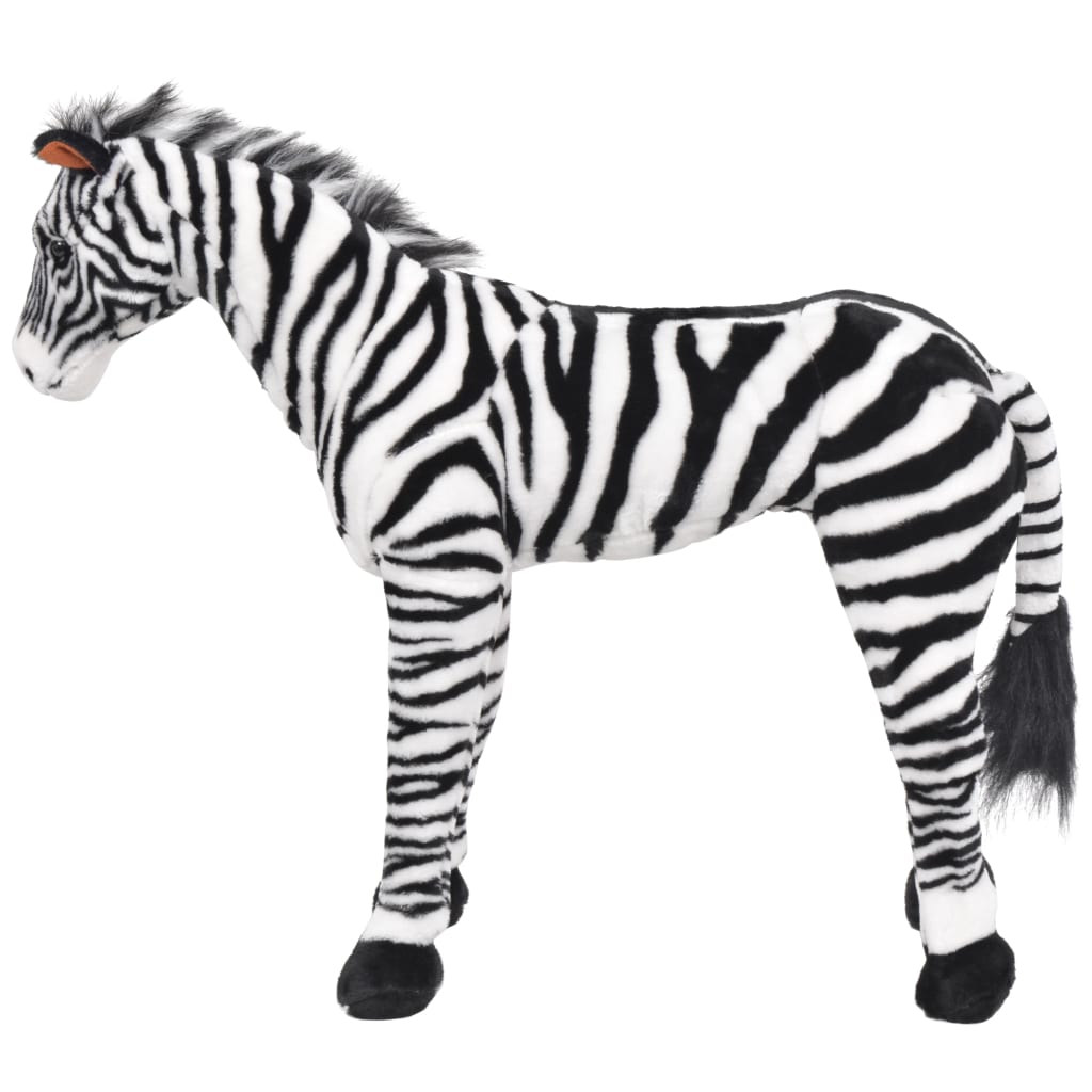 Stående lekezebra plysj svart og hvit XXL