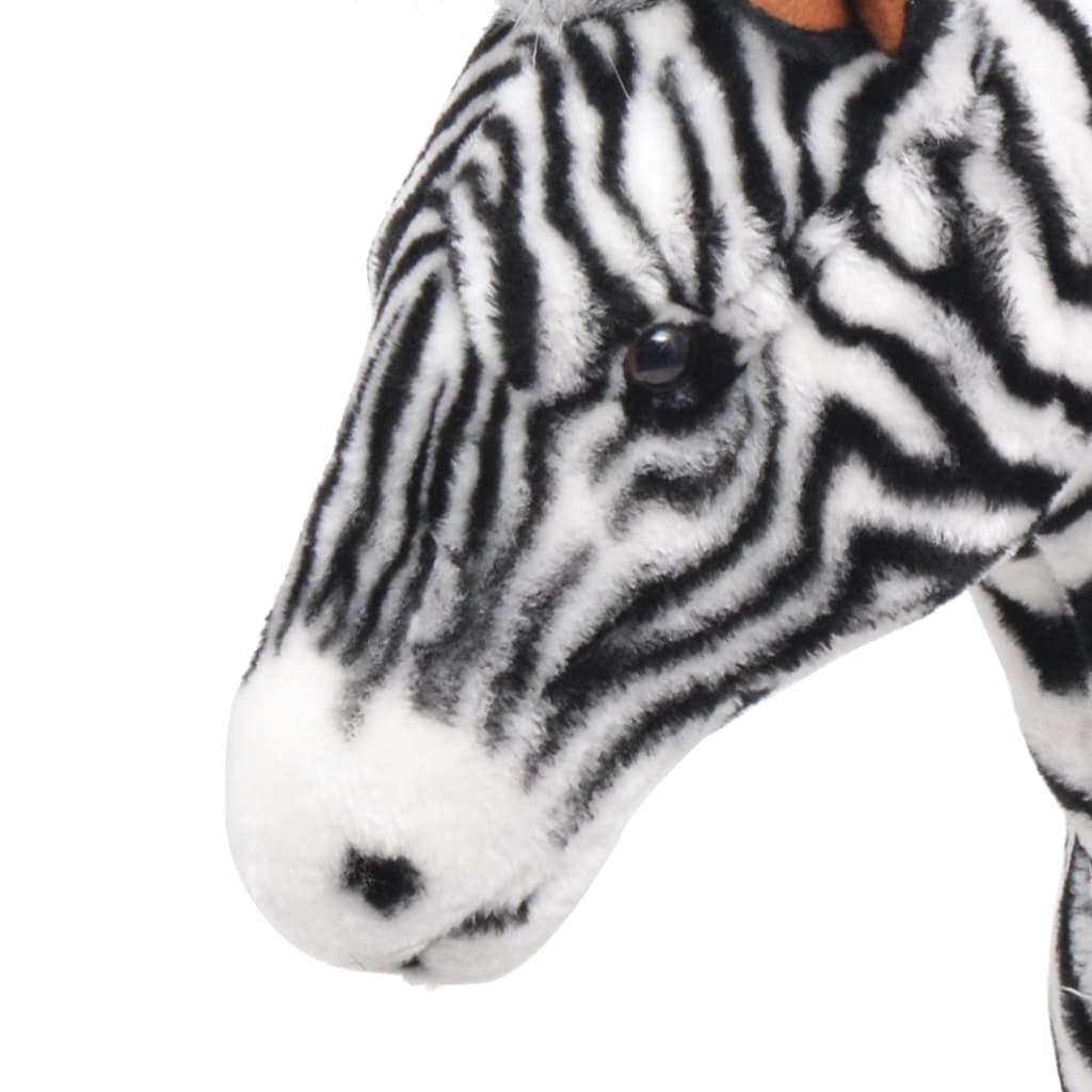 Stående lekezebra plysj svart og hvit XXL