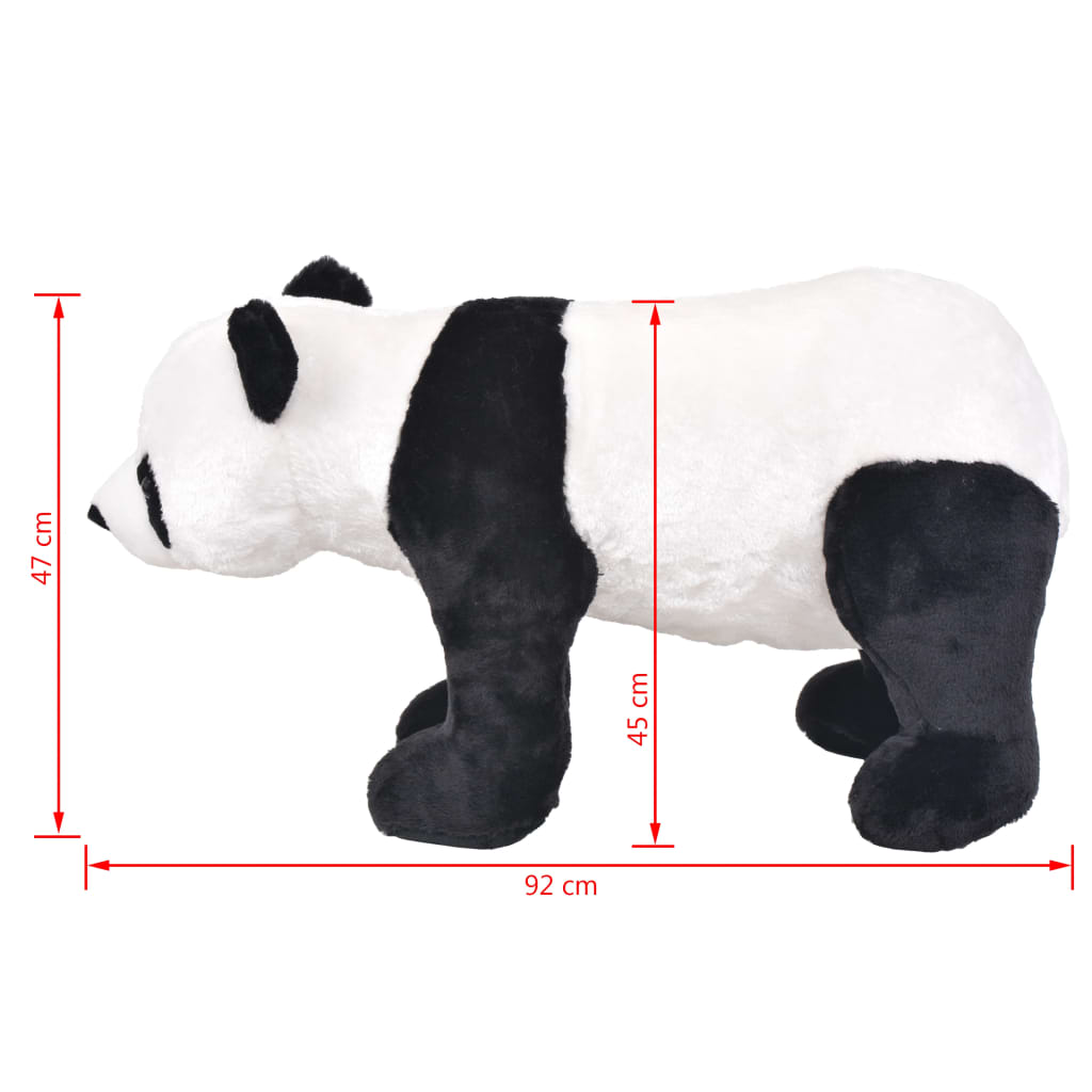 Stående lekepanda plysj svart og hvit XXL