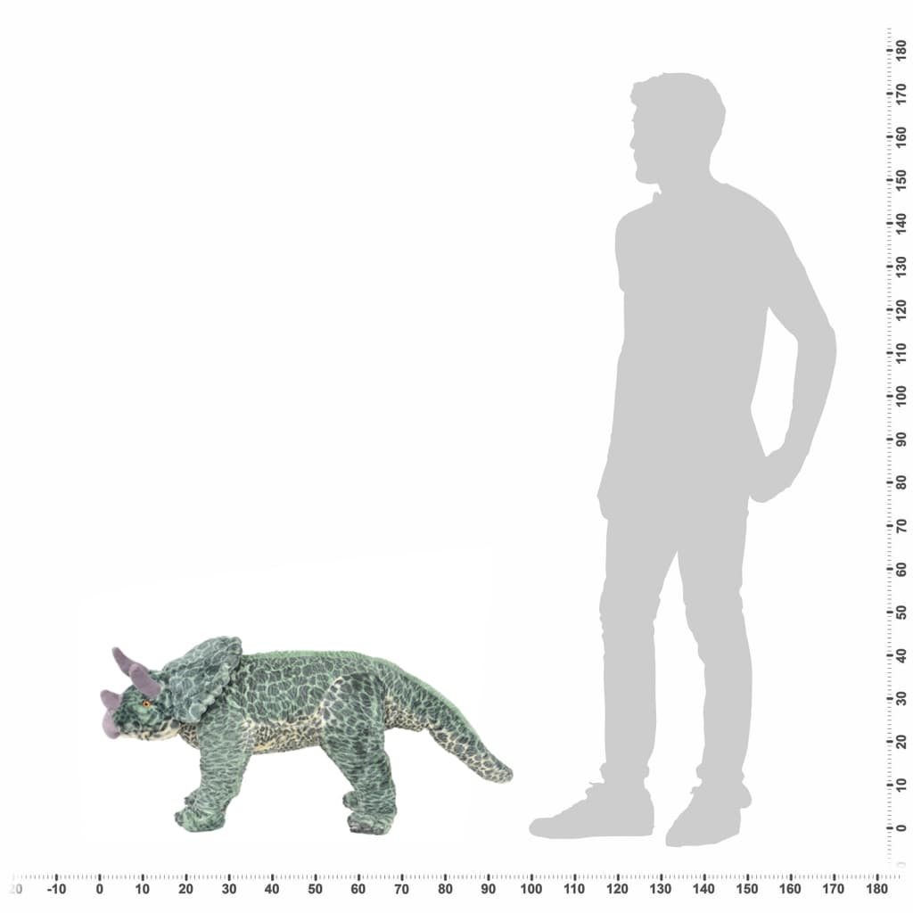 Stående lekedinosaur triceratops grønn XXL