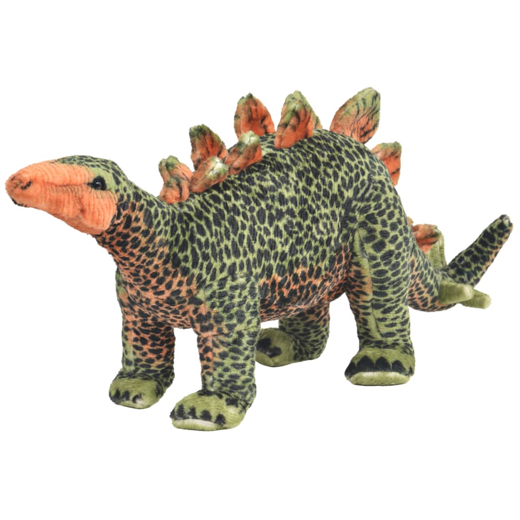 Stående lekedinosaur stegosaurus grønn og oransje XXL