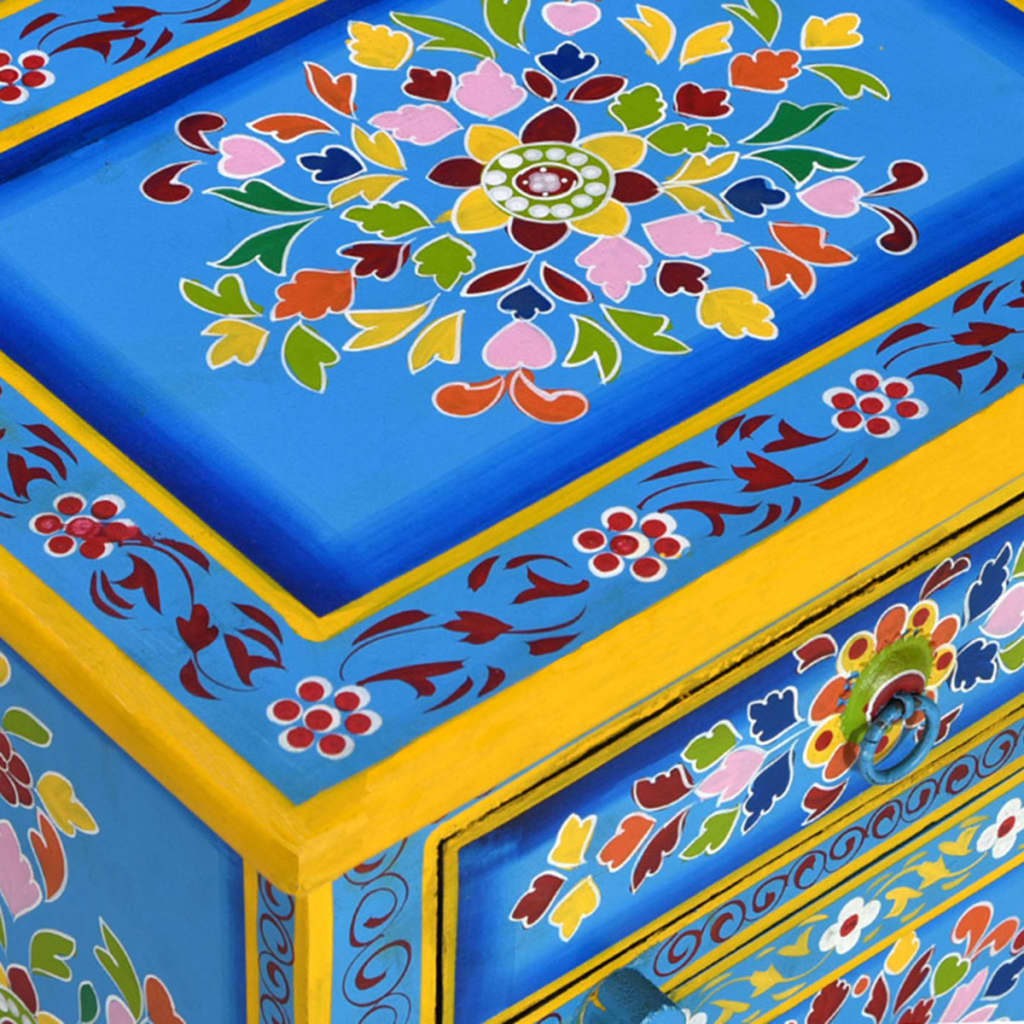 Nattbord heltre mango turkis håndmalt