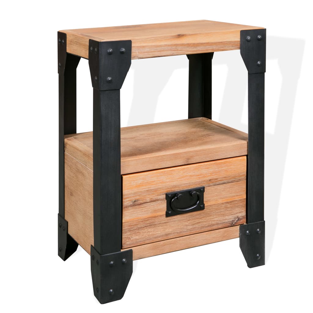 Nattbord heltre akasie stål 40x30x54 cm