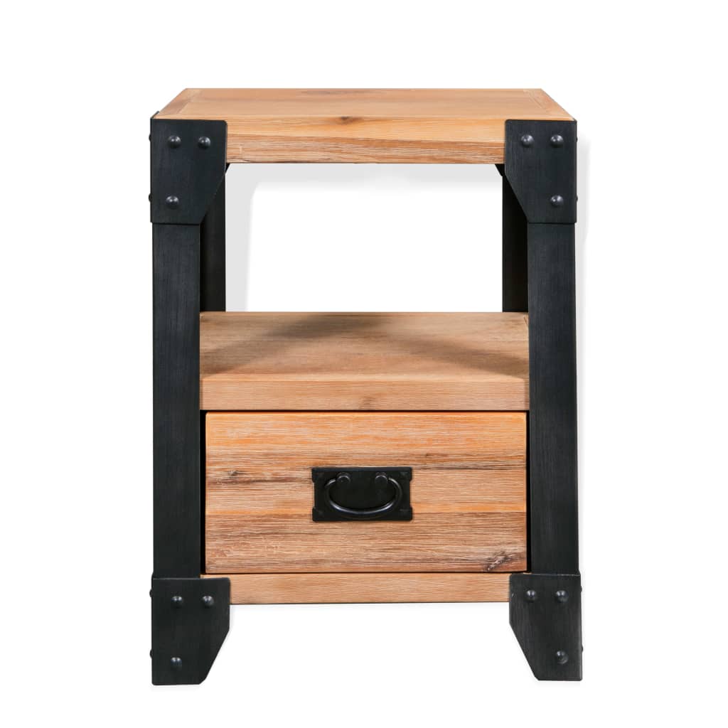 Nattbord heltre akasie stål 40x30x54 cm