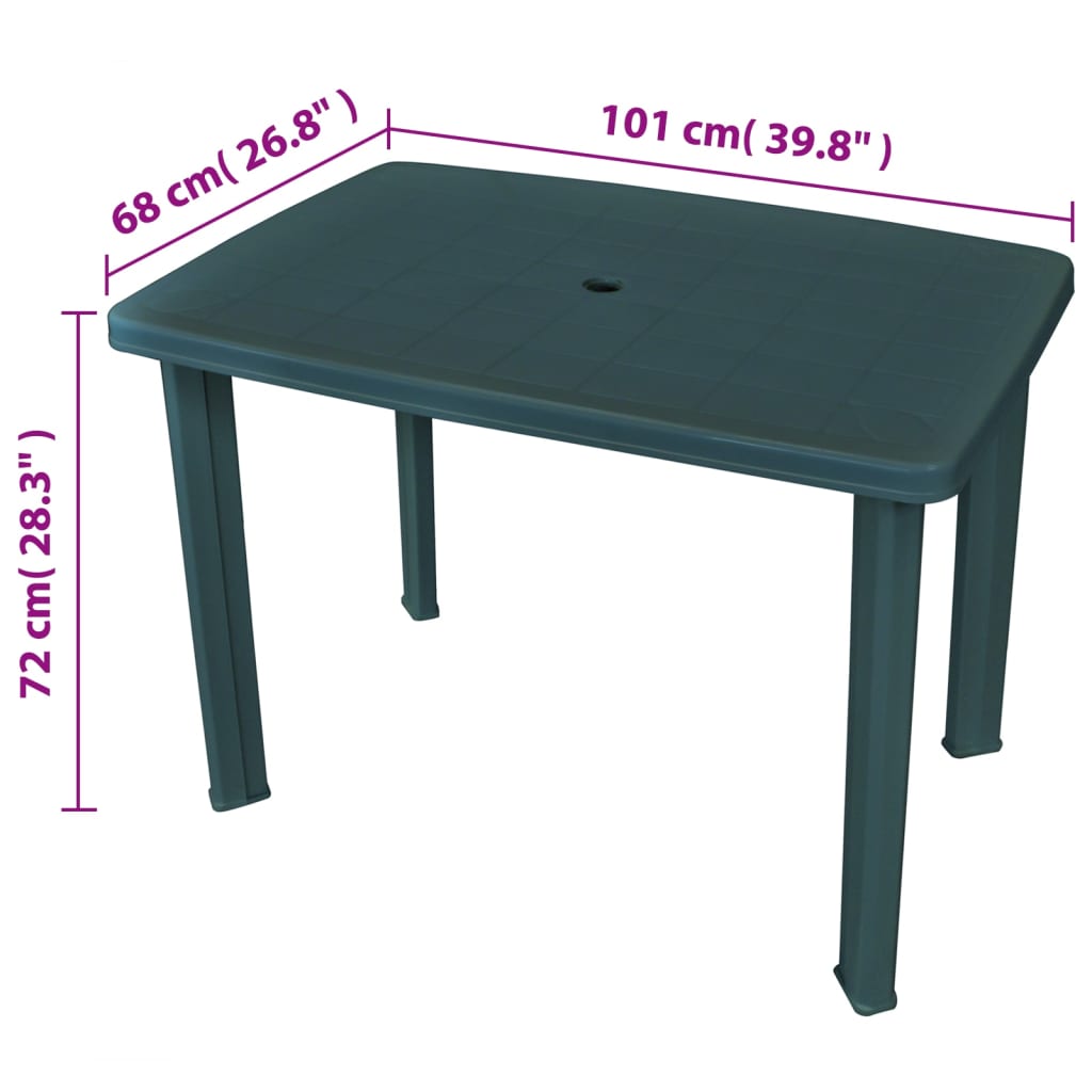 Hagebord grønn 101x68x72 cm plast