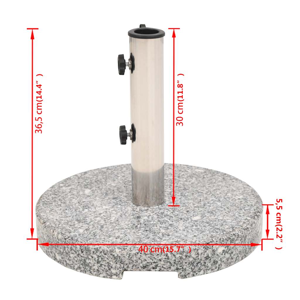 Parasollfot granitt rund 20 kg vidaXL