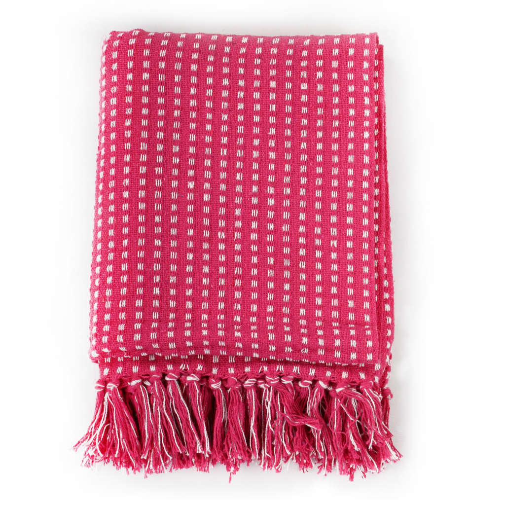 Pledd bomull rutetmønster 160x210 cm rosa