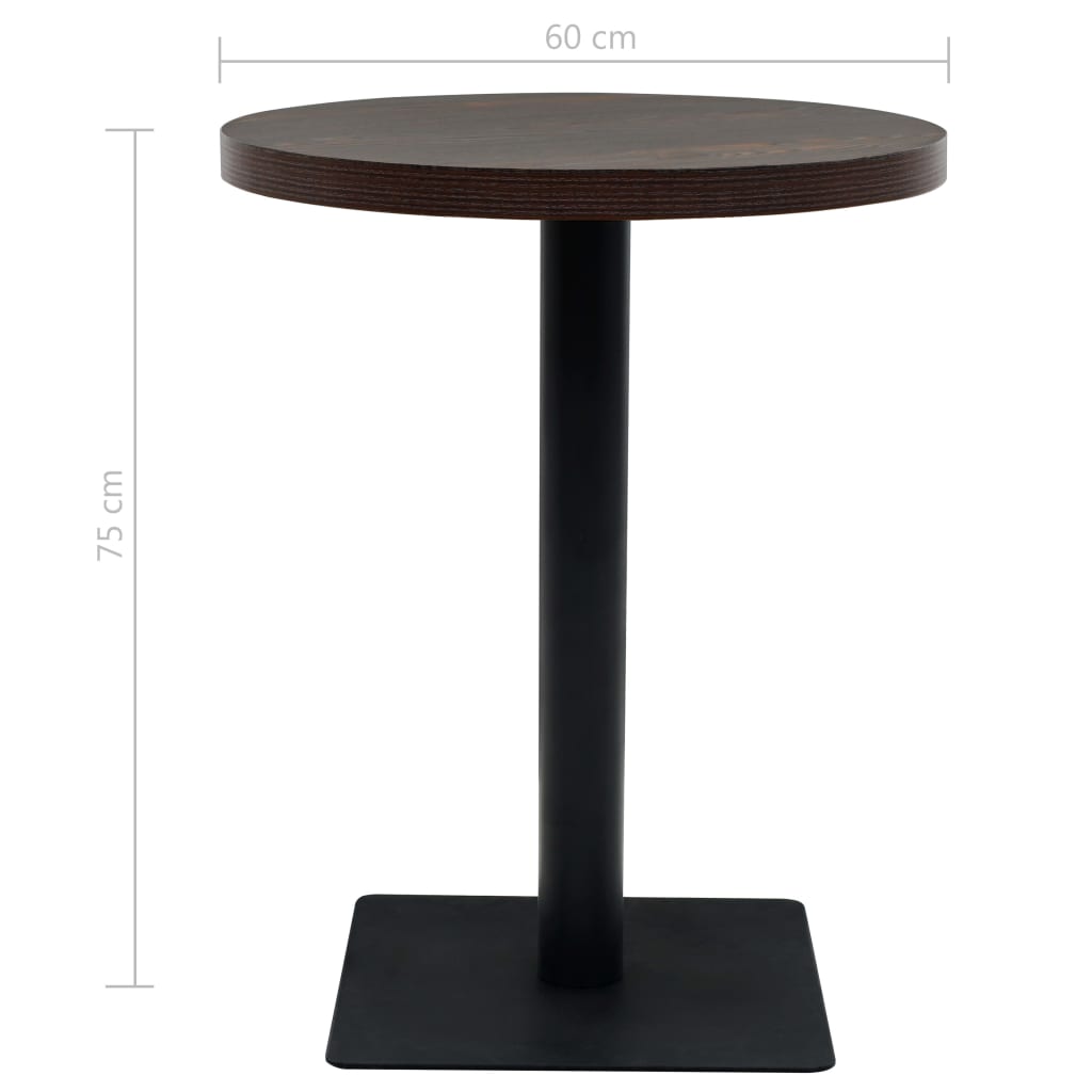 Bistrobord MDF og stål rund 60x75 cm mørk aske vidaXL