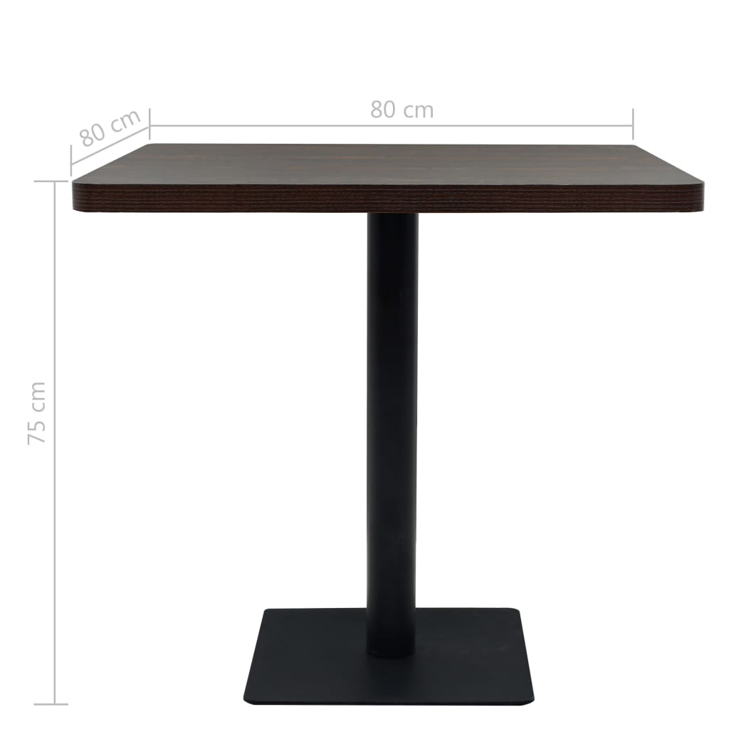 Bistrobord MDF og stål firkantet 80x80x75 cm mørk aske vidaXL